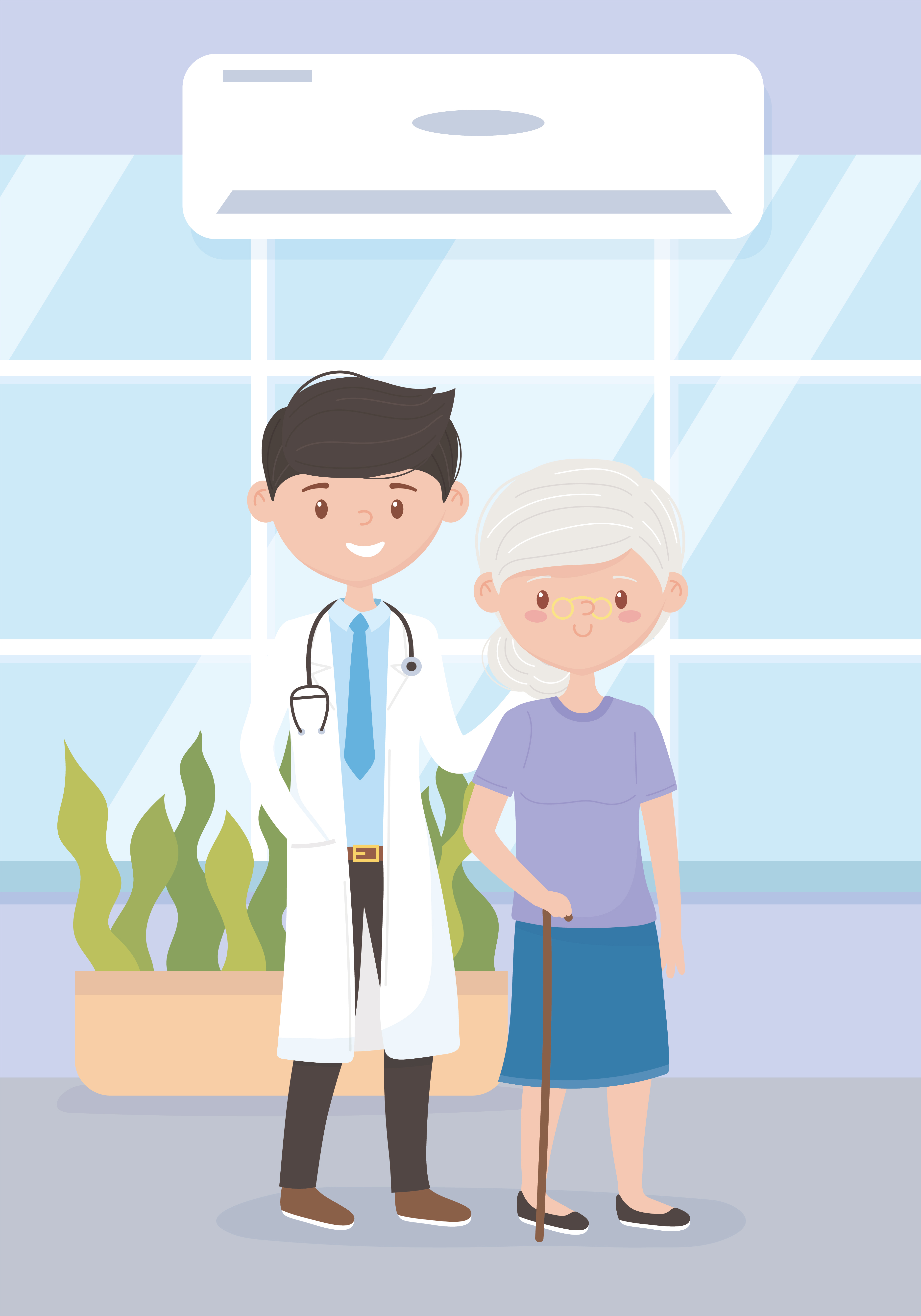 médico e mulher idosa paciente equipe médica praticante